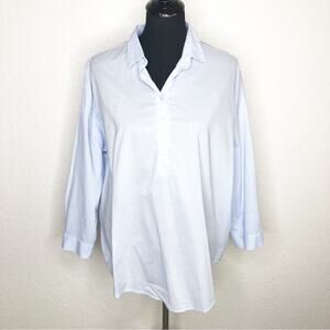 A Shirt Thing light blue collard henley button popover top size Medium / Large
